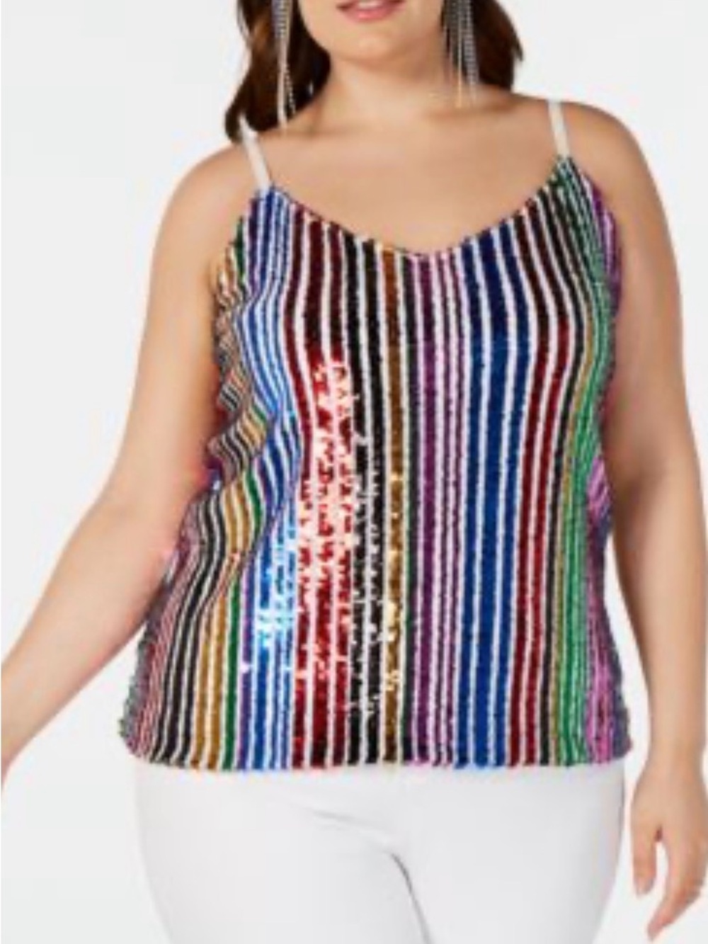 EUC INC Colorful Sequin Tank Top Velvet Straps Women’s Plus Size 3X